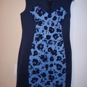 Blue and black dress with flowers